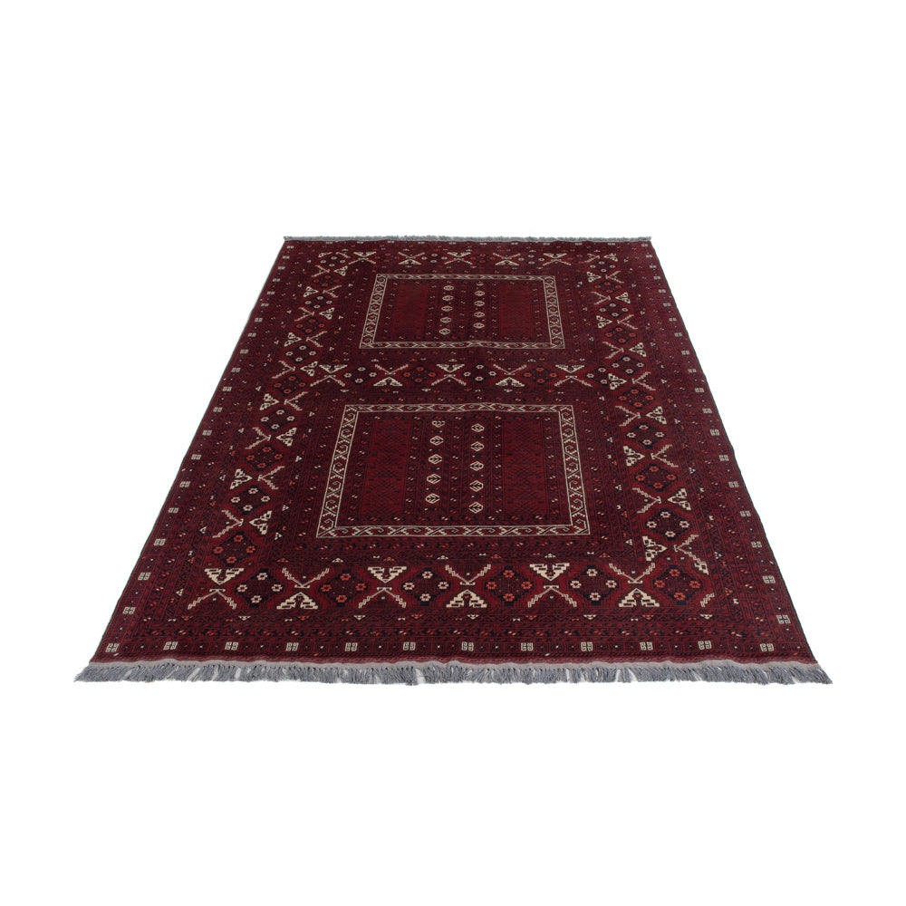 Afghan Rug - 254 x 156 cm - dark red