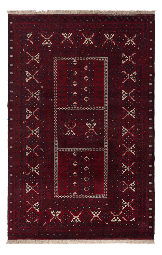 Afghan Rug - 246 x 157 cm - dark red