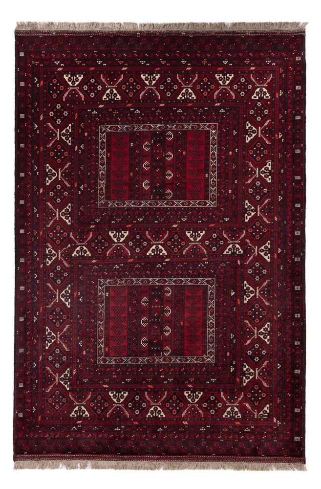Afghan Rug - 242 x 165 cm - dark red