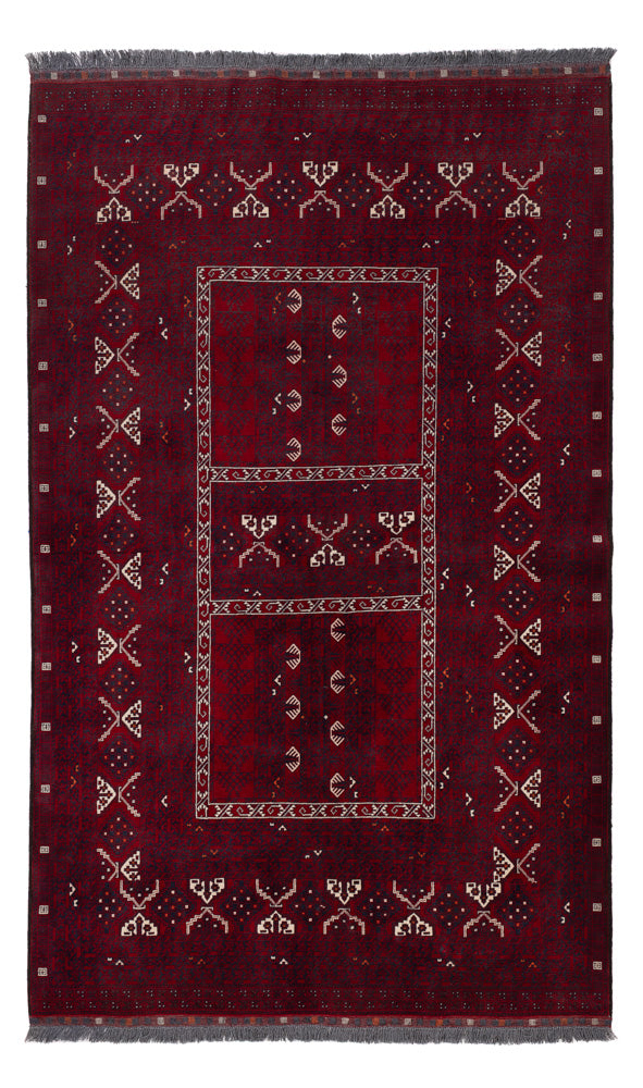 Afghan Rug - 248 x 153 cm - dark red