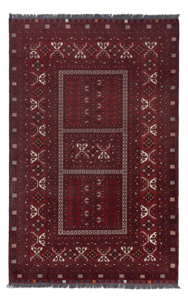 Afghan Rug - 241 x 156 cm - dark red