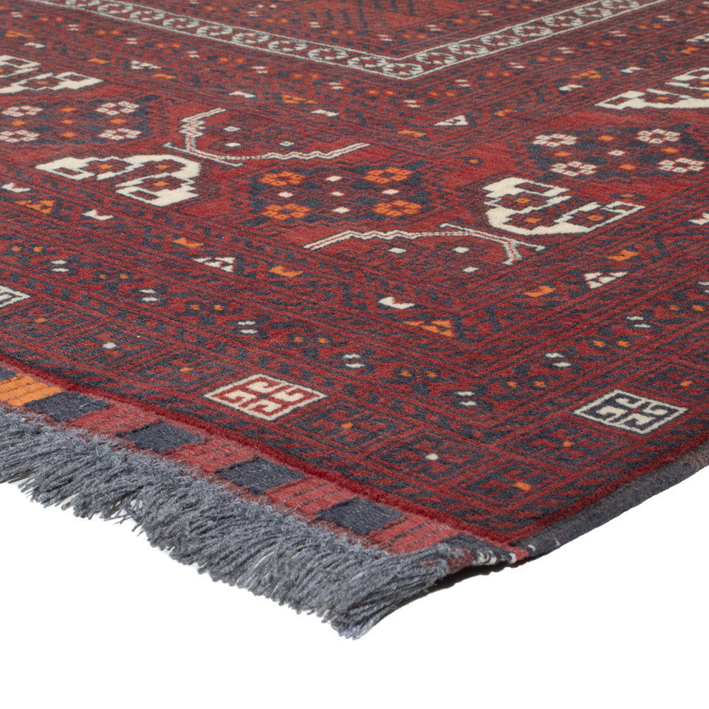 Afghan Rug - 241 x 156 cm - dark red