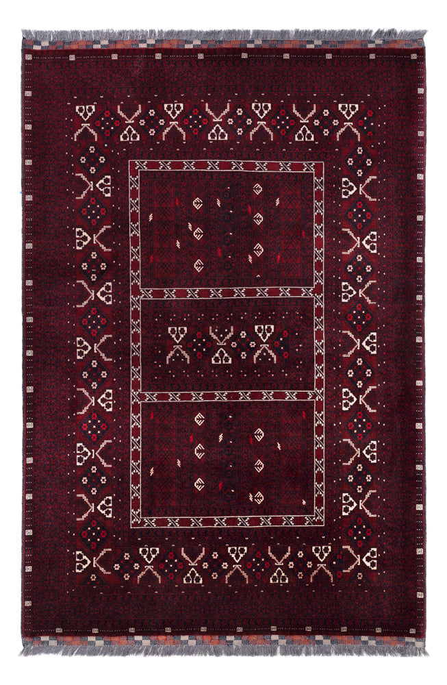 Afghan Rug - 245 x 167 cm - dark red