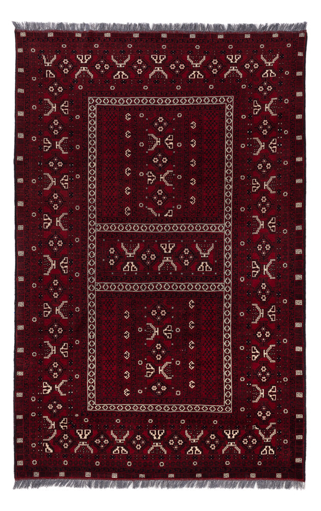 Afghan Rug - 247 x 157 cm - dark red
