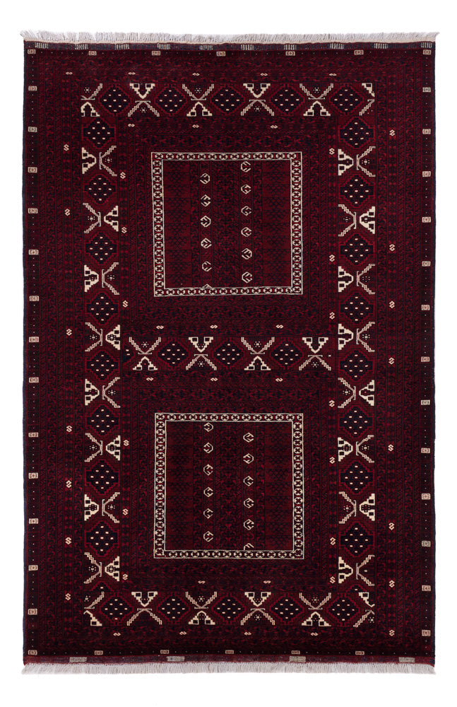 Afghan Rug - 249 x 161 cm - dark red