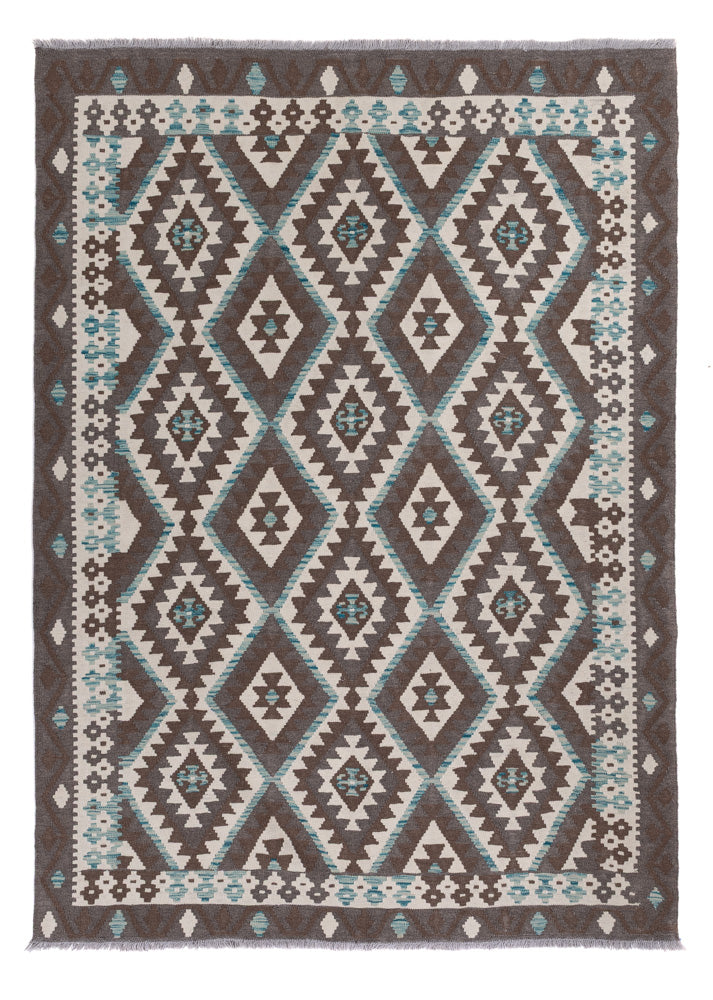 Kelim Rug - Splash - 243 x 176 cm - dark grey