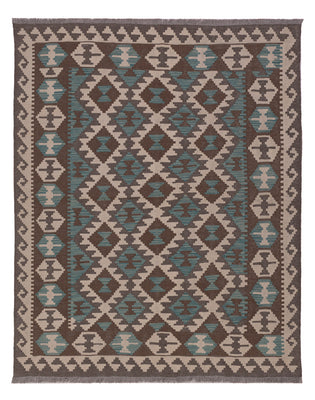 Kelim Rug - Splash - 195 x 151 cm - dark green