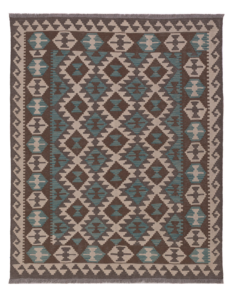 Kelim Rug - Splash - 195 x 151 cm - dark green