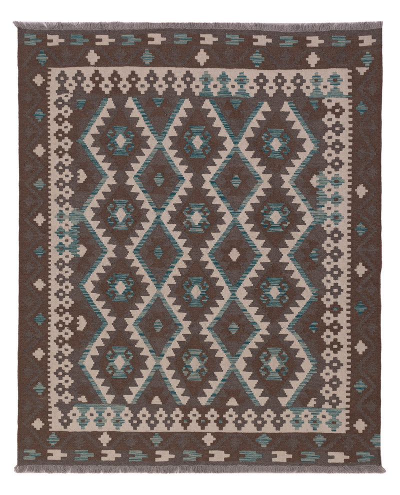 Kelim Rug - Splash - 194 x 155 cm - dark green