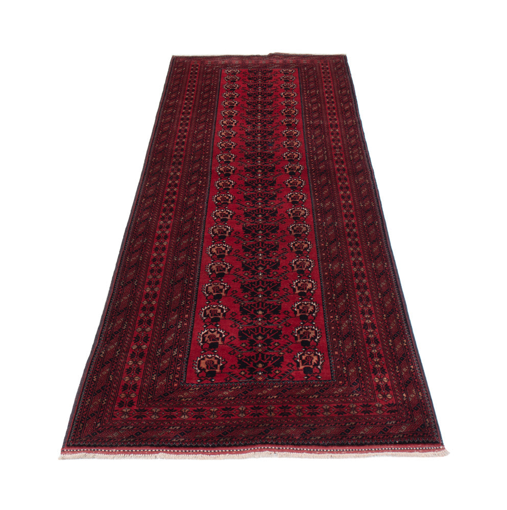 Runner Afghan Rug - 300 x 82 cm - dark red