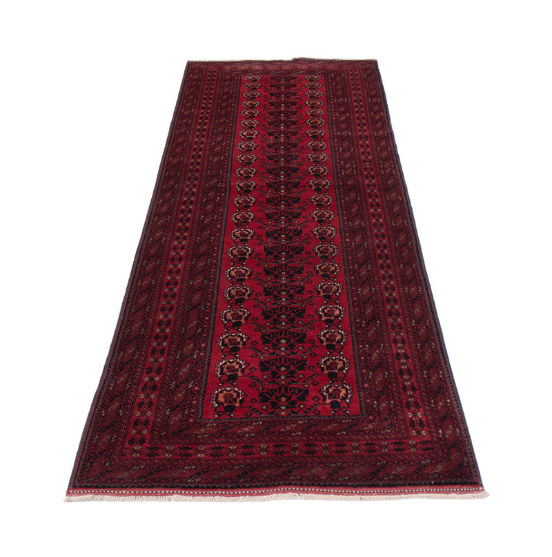 Runner Afghan Rug - 300 x 82 cm - dark red