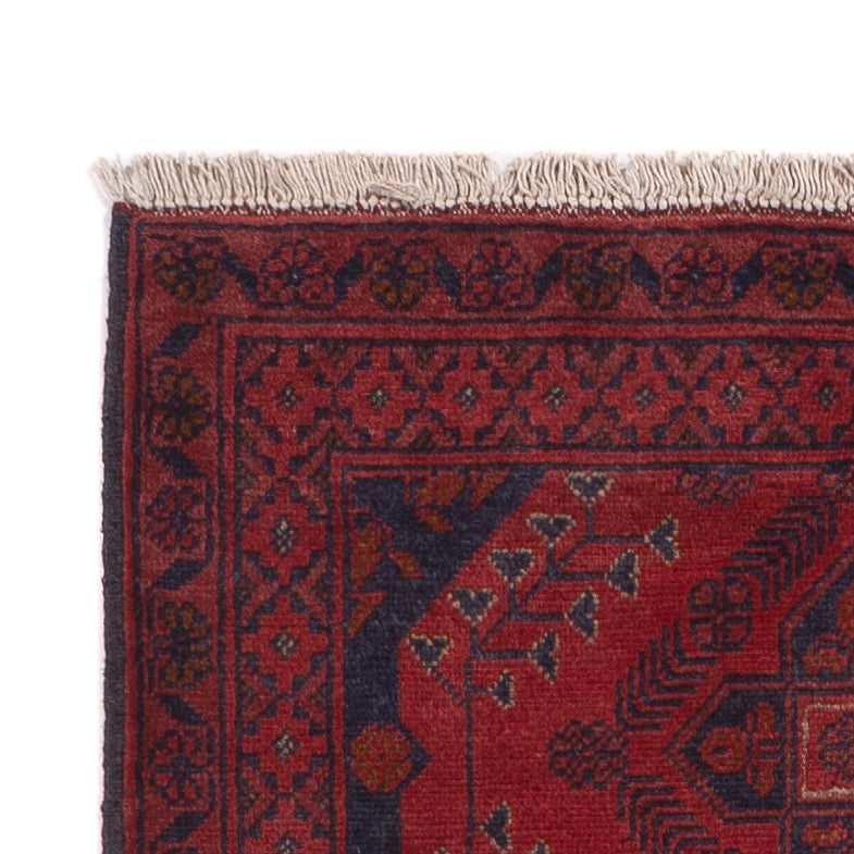 Runner Afghan Rug - Kunduz - 290 x 80 cm - dark red