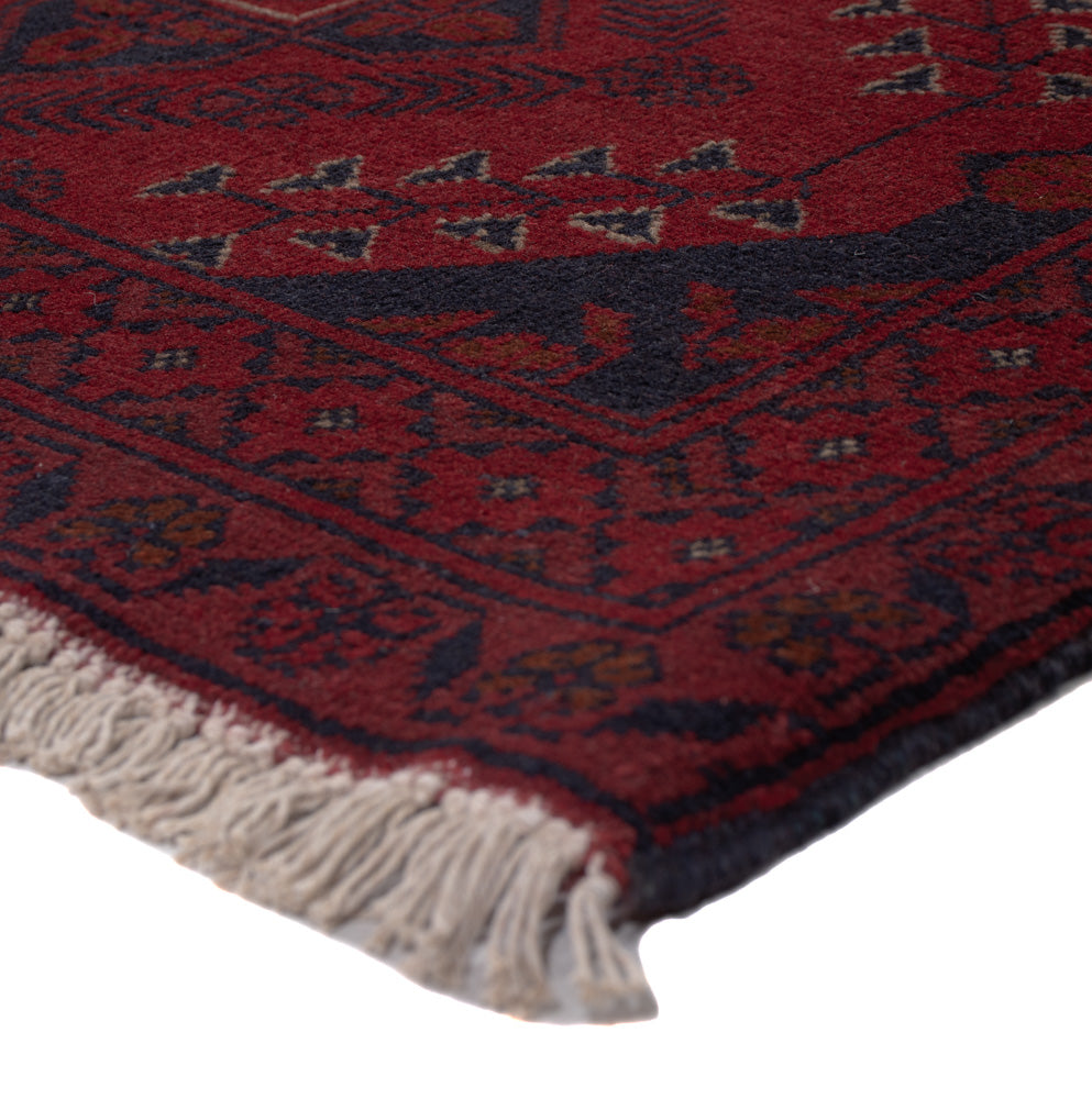 Runner Afghan Rug - Kunduz - 290 x 80 cm - dark red