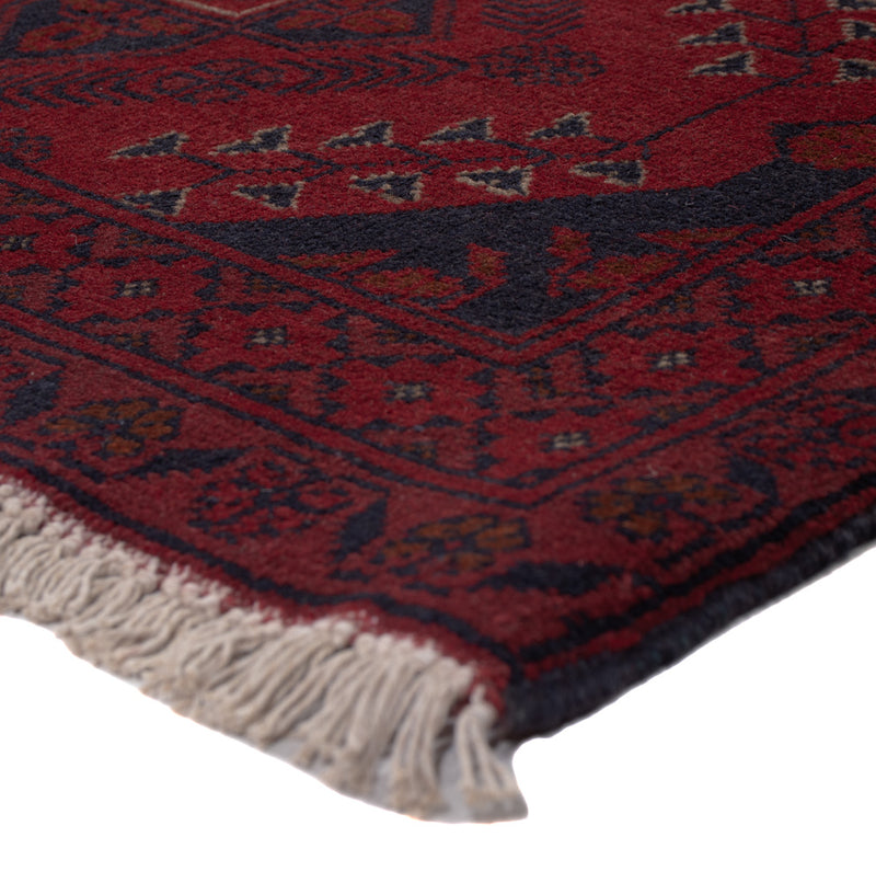 Runner Afghan Rug - Kunduz - 290 x 80 cm - dark red