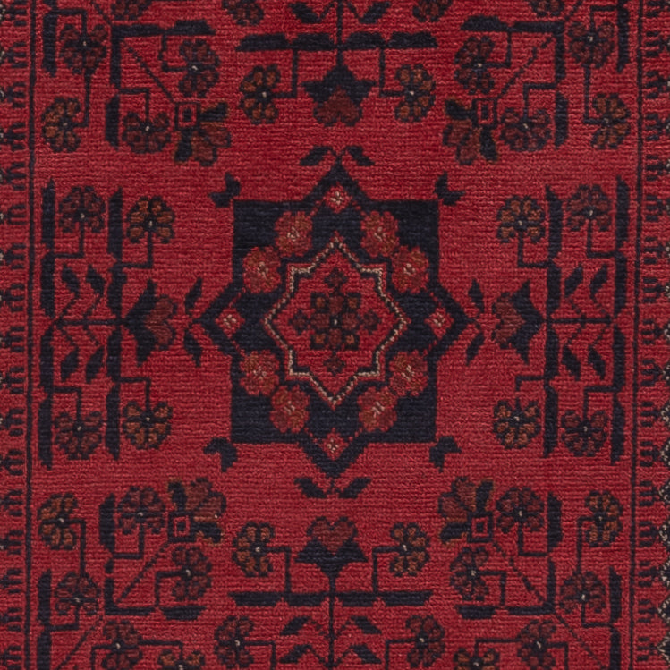 Runner Afghan Rug - Kunduz - 299 x 82 cm - dark red