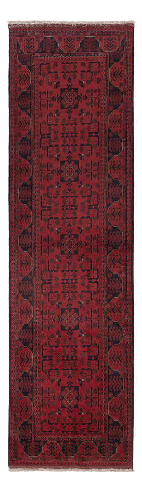 Runner Afghan Rug - Kunduz - 295 x 79 cm - dark red