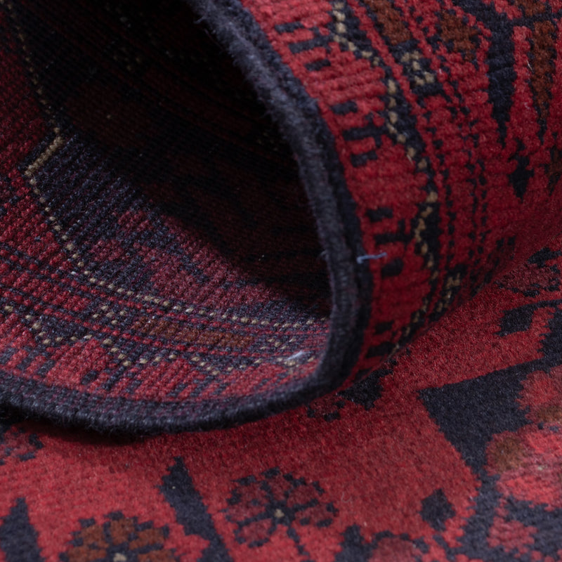 Runner Afghan Rug - Kunduz - 295 x 79 cm - dark red