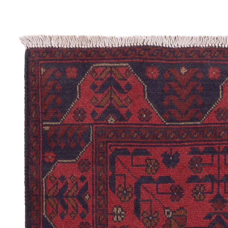 Runner Afghan Rug - Kunduz - 295 x 79 cm - dark red