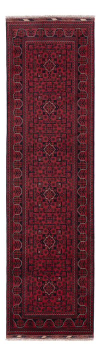 Runner Afghan Rug - Kunduz - 292 x 80 cm - dark red