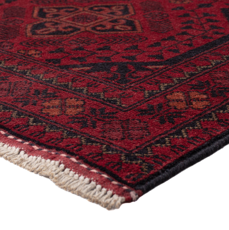 Runner Afghan Rug - Kunduz - 296 x 79 cm - dark red
