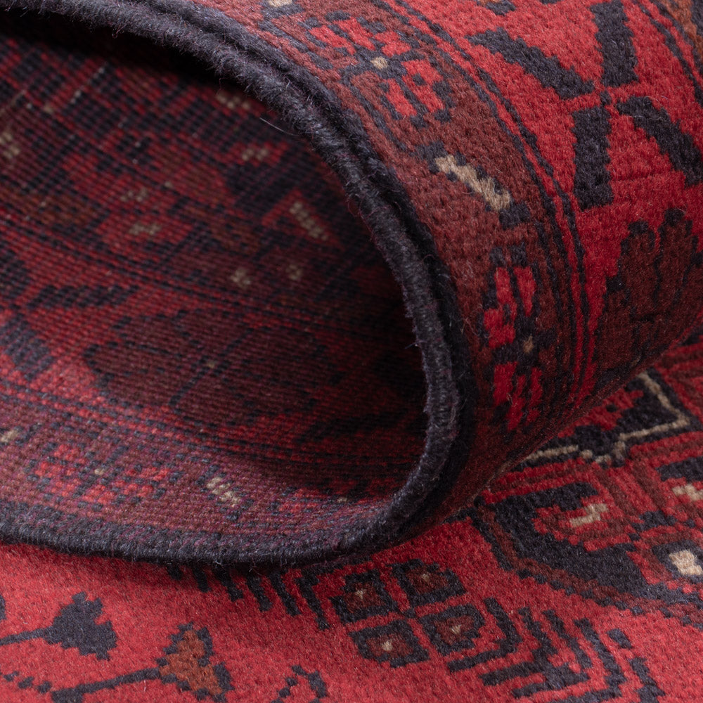 Runner Afghan Rug - Kunduz - 297 x 80 cm - dark red