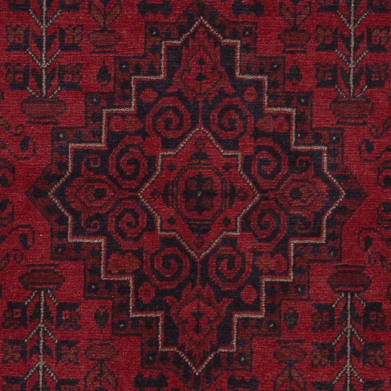 Runner Afghan Rug - Kunduz - 298 x 81 cm - dark red