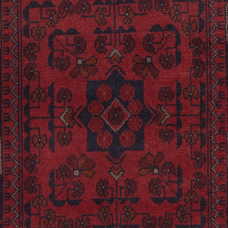 Runner Afghan Rug - Kunduz - 390 x 80 cm - dark red