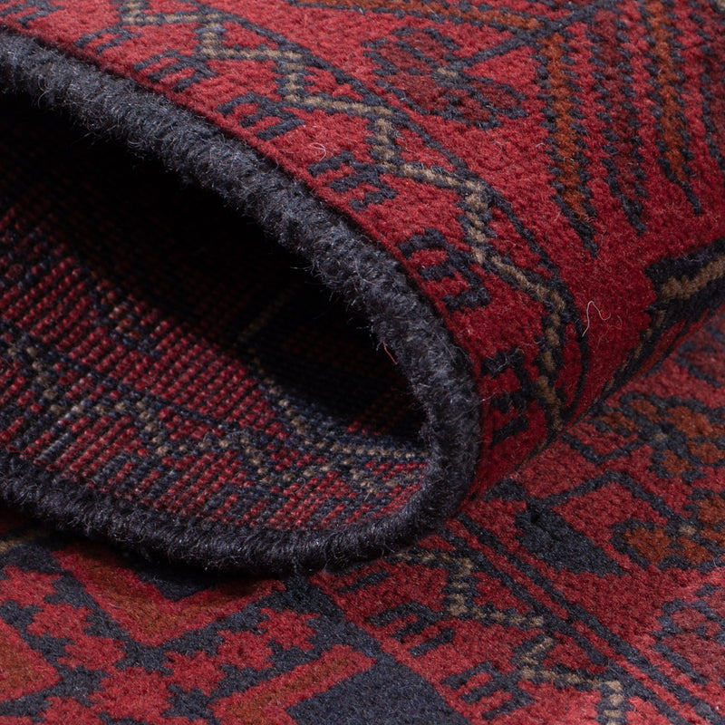 Runner Afghan Rug - Kunduz - 390 x 80 cm - dark red