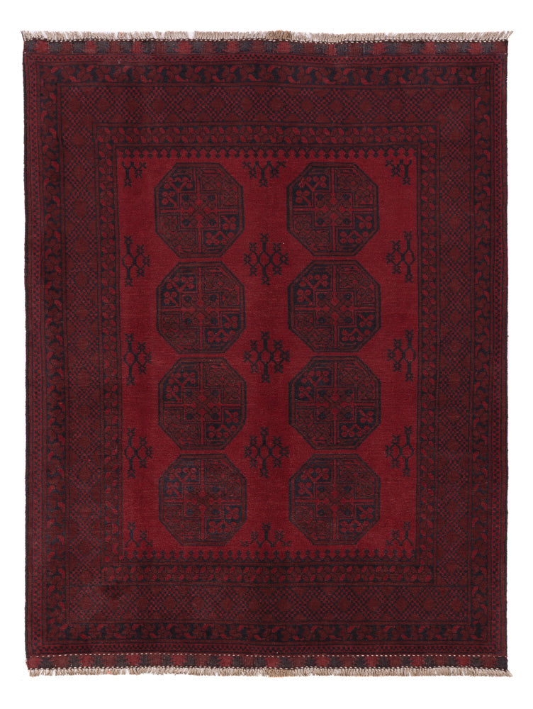 Afghan Rug - Filpa - 193 x 150 cm - dark red