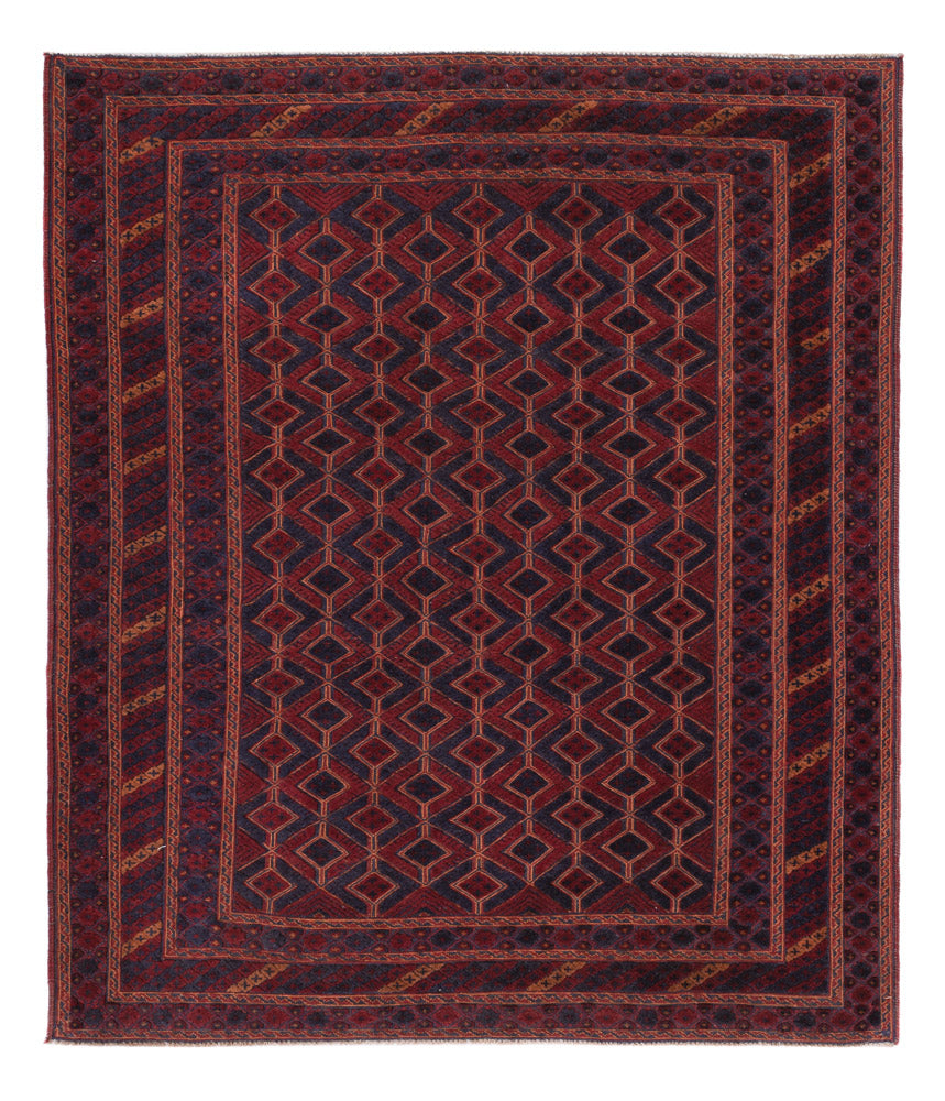 Kelim Rug - Oriental square  - 189 x 160 cm - dark red