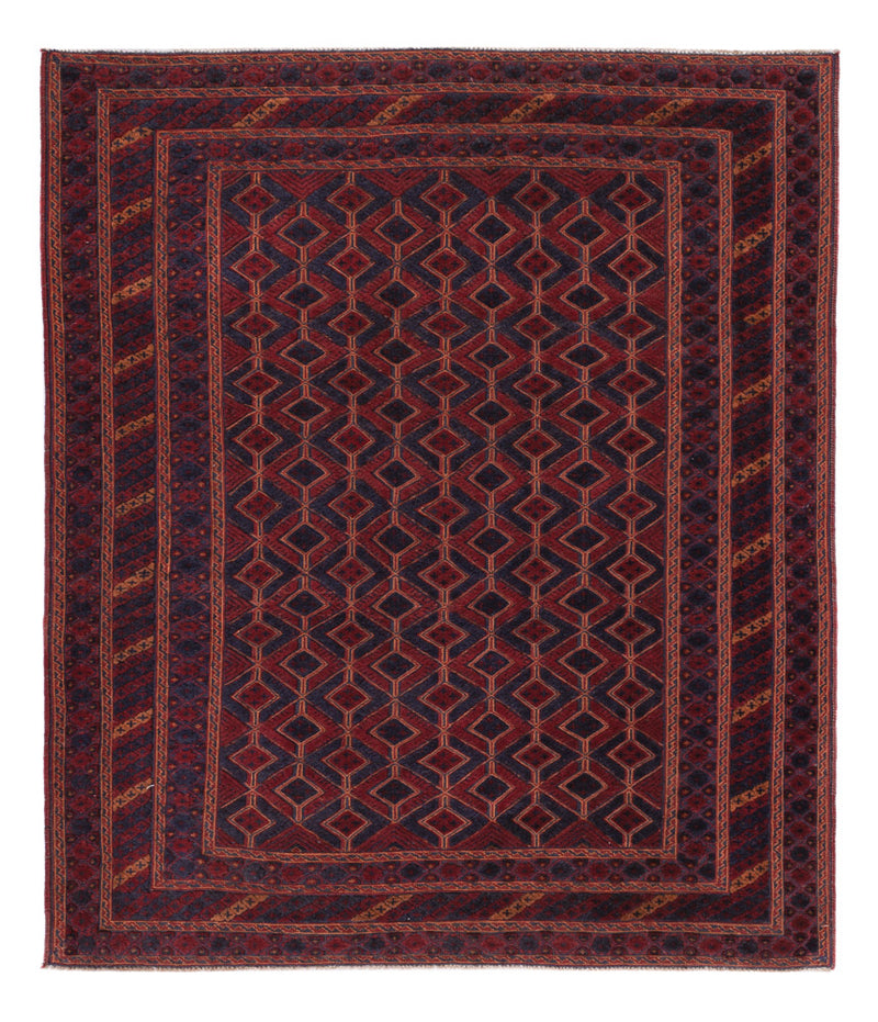 Kelim Rug - Oriental square  - 189 x 160 cm - dark red