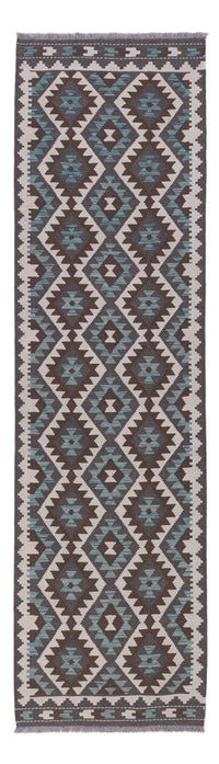 Runner Kelim Rug - Splash - 300 x 81 cm - dark green
