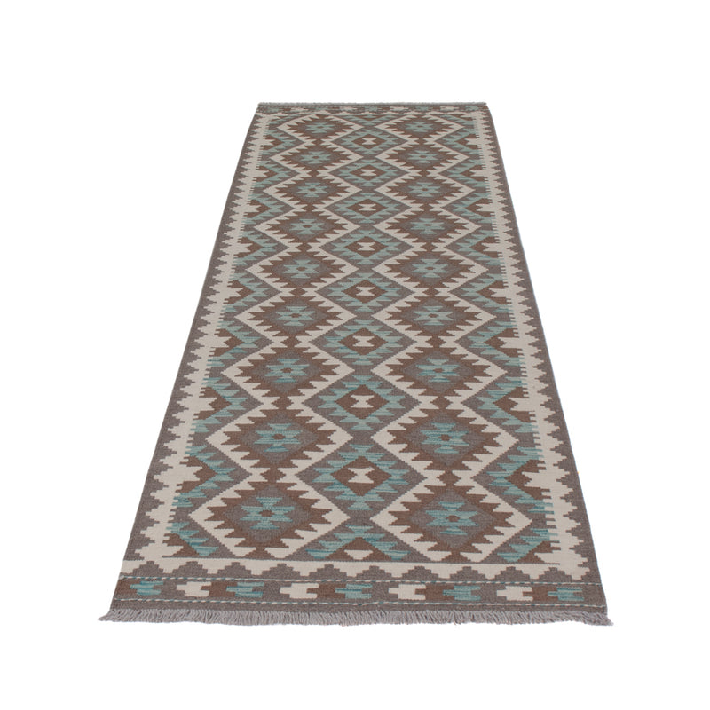 Runner Kelim Rug - Splash - 300 x 81 cm - dark green