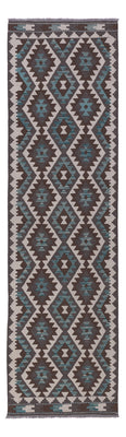 Runner Kelim Rug - Splash - 298 x 82 cm - dark green