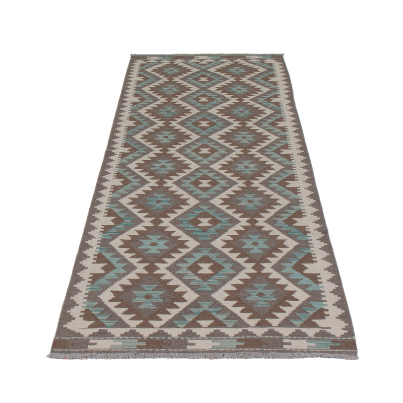 Runner Kelim Rug - Splash - 298 x 82 cm - dark green