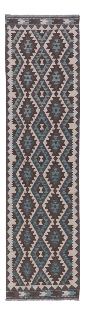 Runner Kelim Rug - Splash - 303 x 78 cm - dark green