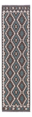 Runner Kelim Rug - Splash - 288 x 80 cm - dark green