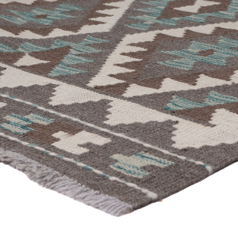 Runner Kelim Rug - Splash - 288 x 80 cm - dark green