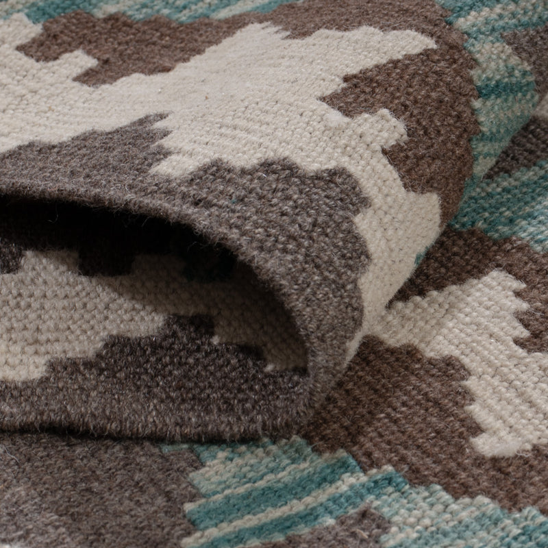 Runner Kelim Rug - Splash - 288 x 80 cm - dark green