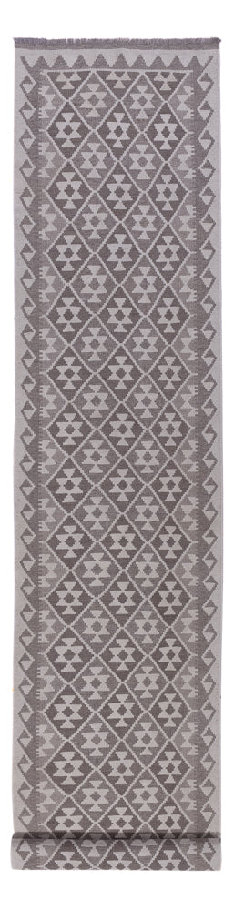 Runner Kelim Rug - Splash - 393 x 81 cm - dark grey