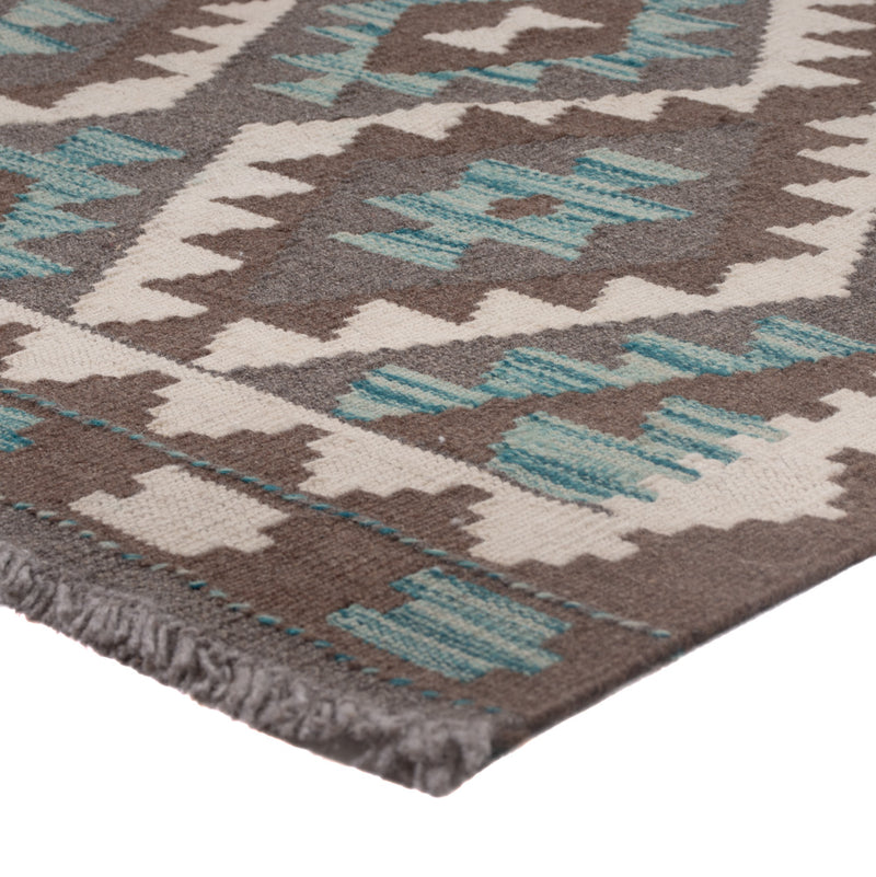 Runner Kelim Rug - Splash - 297 x 82 cm - dark green