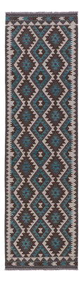 Runner Kelim Rug - Splash - 303 x 83 cm - dark green
