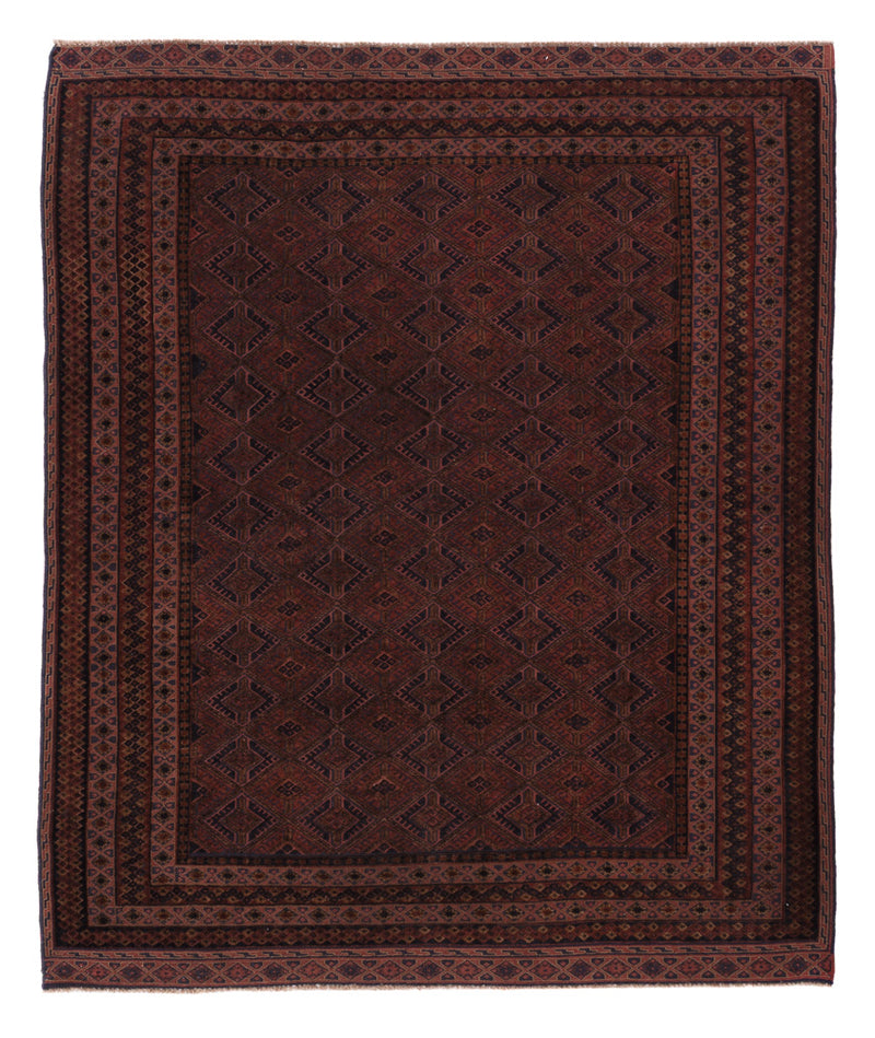 Kelim Rug - Oriental square  - 189 x 156 cm - dark red