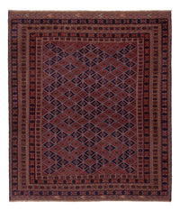 Kelim Rug - Oriental square  - 183 x 157 cm - dark red
