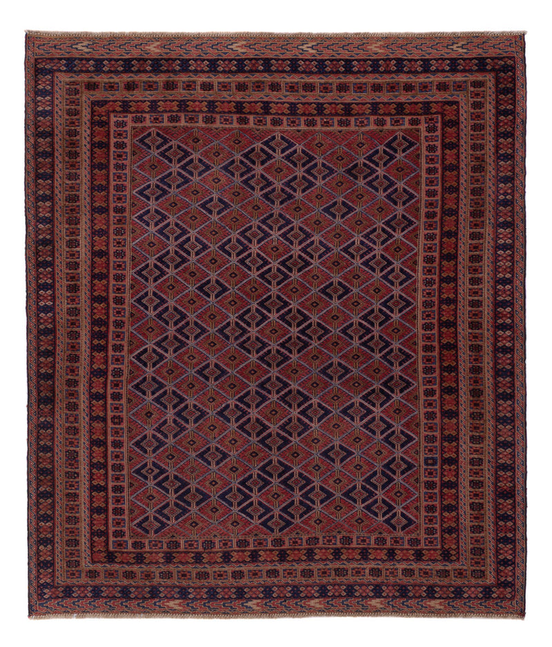 Kelim Rug - Oriental square  - 183 x 157 cm - dark red