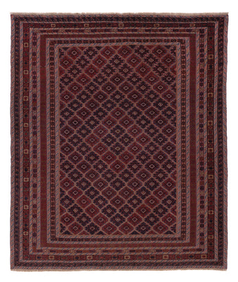 Kelim Rug - Oriental square  - 187 x 161 cm - dark red