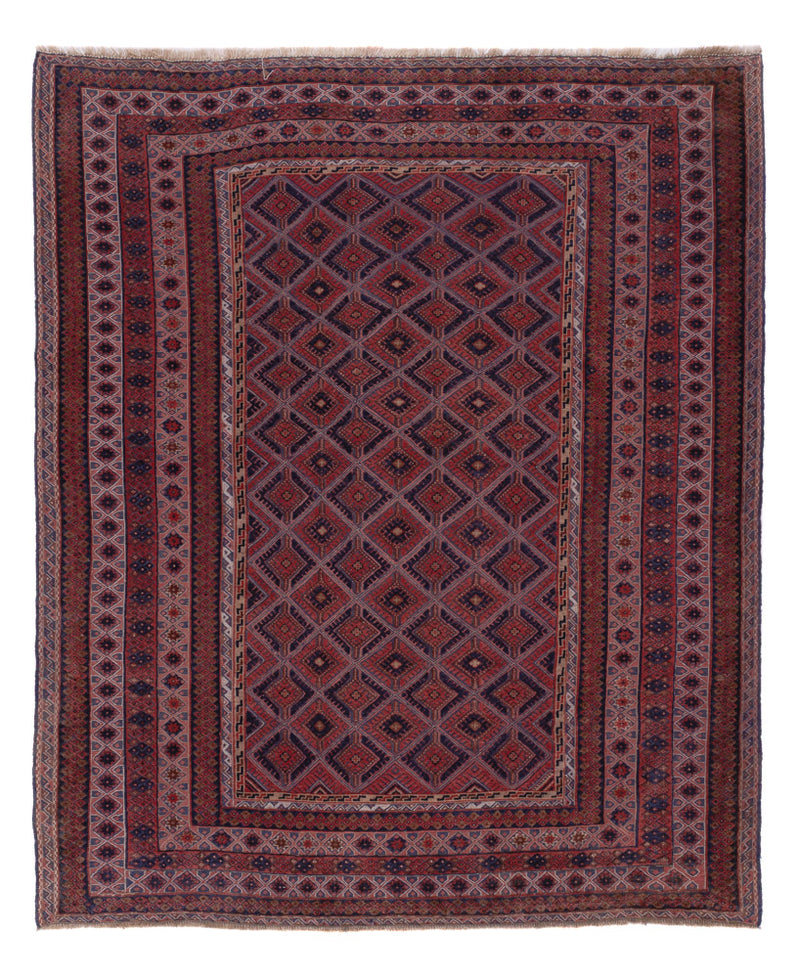 Kelim Rug - Oriental - 197 x 156 cm - dark red