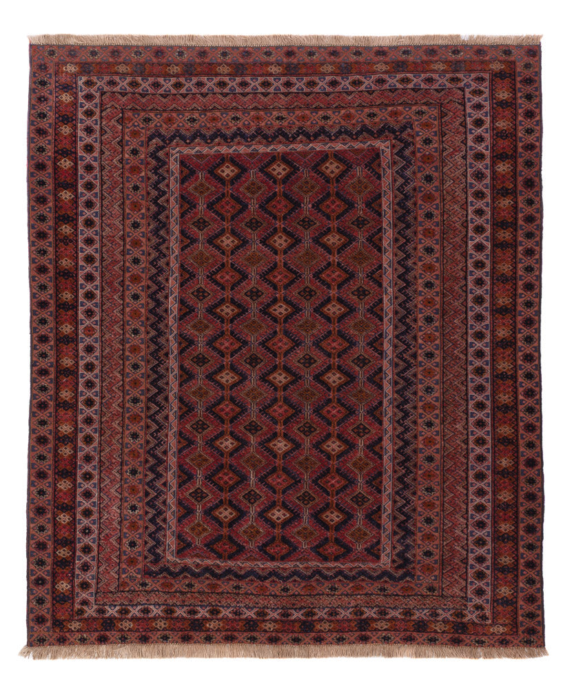 Kelim Rug - Oriental square  - 189 x 157 cm - dark red