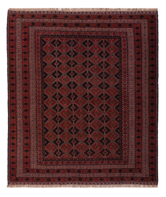 Kelim Rug - Oriental square  - 185 x 160 cm - dark red
