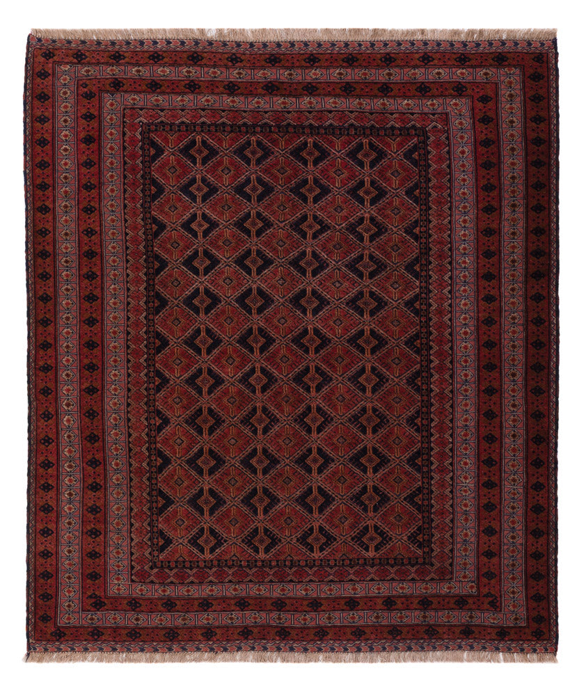Kelim Rug - Oriental square  - 185 x 160 cm - dark red